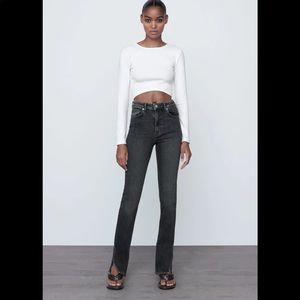 Zara Hi Rise Split Skinny Jeans